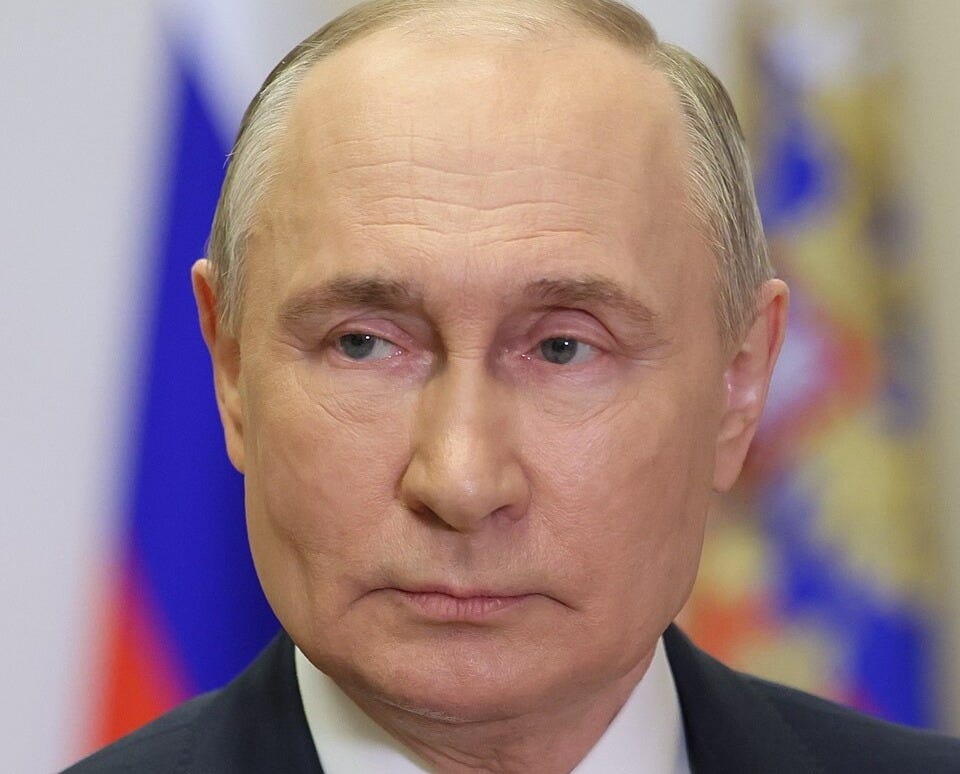 Photo: Russian President Vladimir Putin makes a video address to congratulate Russia's women on International Women's Day in Moscow, Russia. Wikimedia Commons user Пресс-служба Президента РФ / CC BY-SA 4.0 https://www.thetimes.com/world/europe/article/emmanuel-macron-rebrands-himself-as-anti-russia-hawk-to-german-fury-dlplhbbzs Photo: Russian President Vladimir Putin makes a video address to congratulate Russia's women on International Women's Day in Moscow, Russia. Wikimedia Commons user Пресс-служба Президента РФ / CC BY-SA 4.0 https://www.thetimes.com/world/europe/article/emmanuel-macron-rebrands-himself-as-anti-russia-hawk-to-german-fury-dlplhbbzs