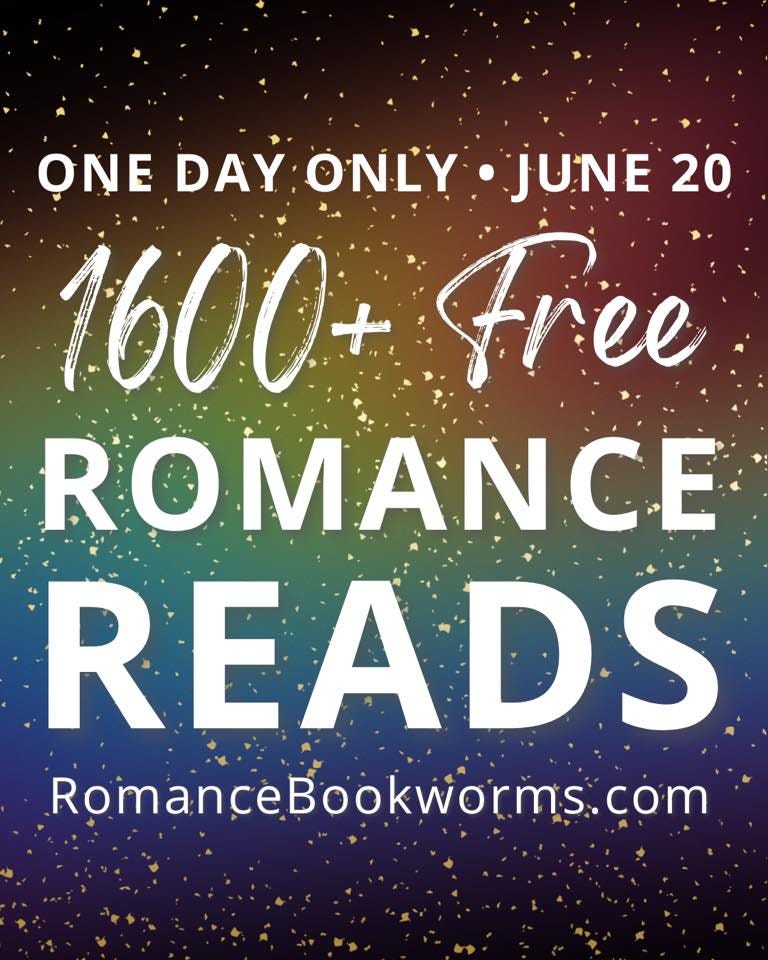 May be an image of text that says 'ONE DAY NEDAY:ONLYJUNE20 ONLY JUNE 20 1600+ free ROMANCE READS RomanceBookworms.com'