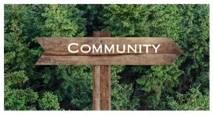 Wood arrow signpost with the word Community