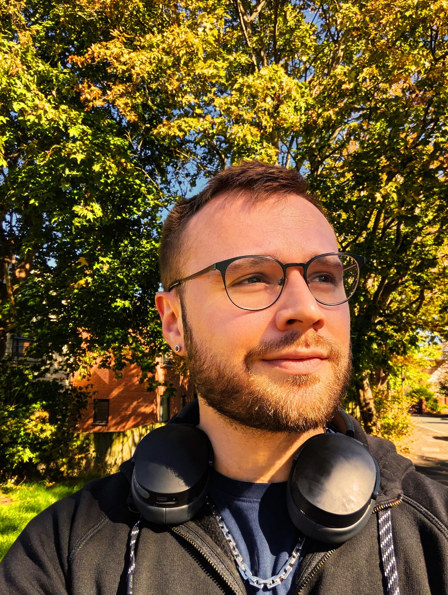 Author Stuart Found in a hoodie during Autumn in the UK, from Never Lost Letters