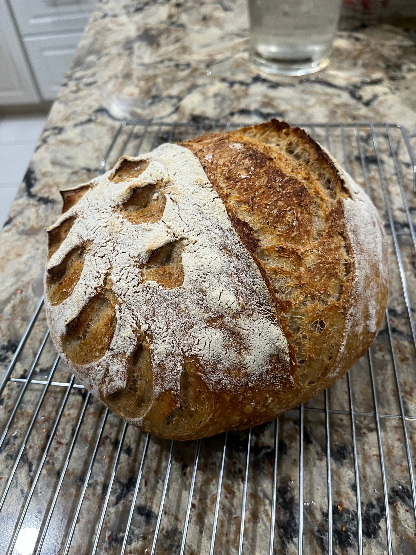 a round boule of sourdough bread