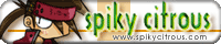 A small website banner reading "spiky citrous" with a cutely stylized Sol Badguy on the left