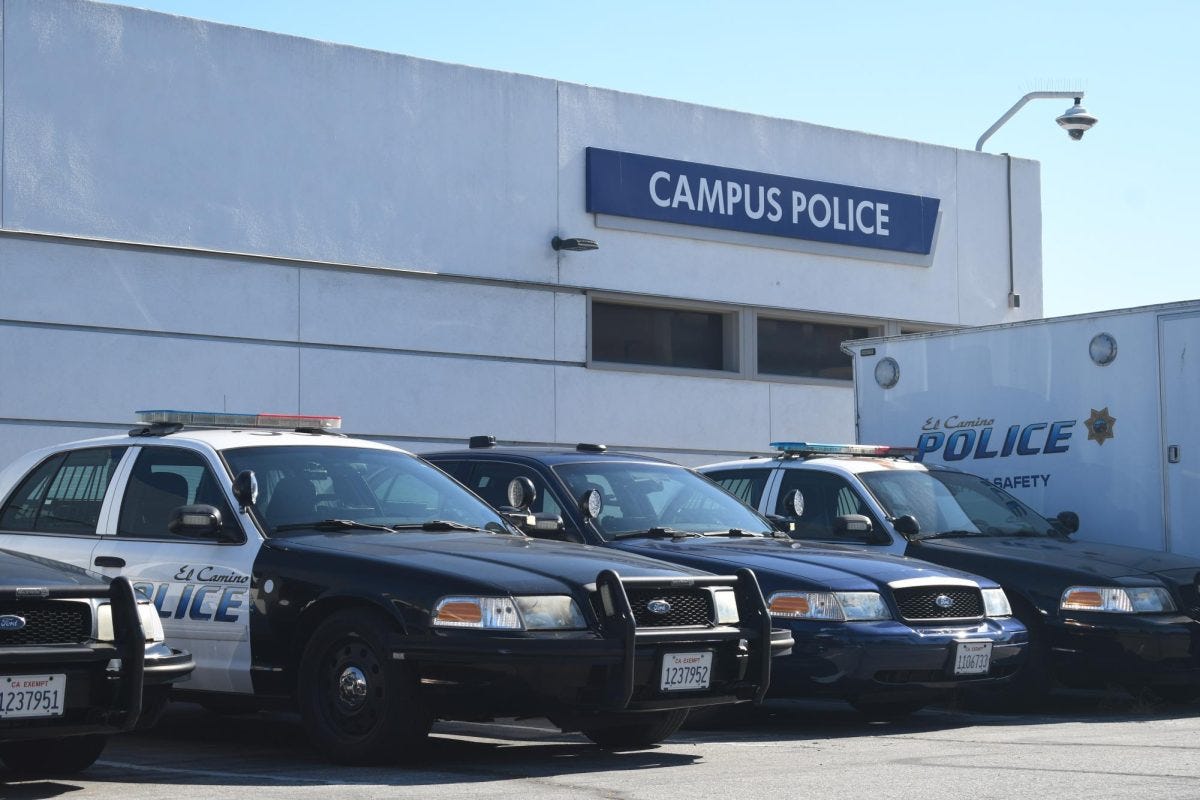 Police cars line the exterior of the Campus Police station Tuesday, Sept. 9. (Nikki Yunker | The Union)