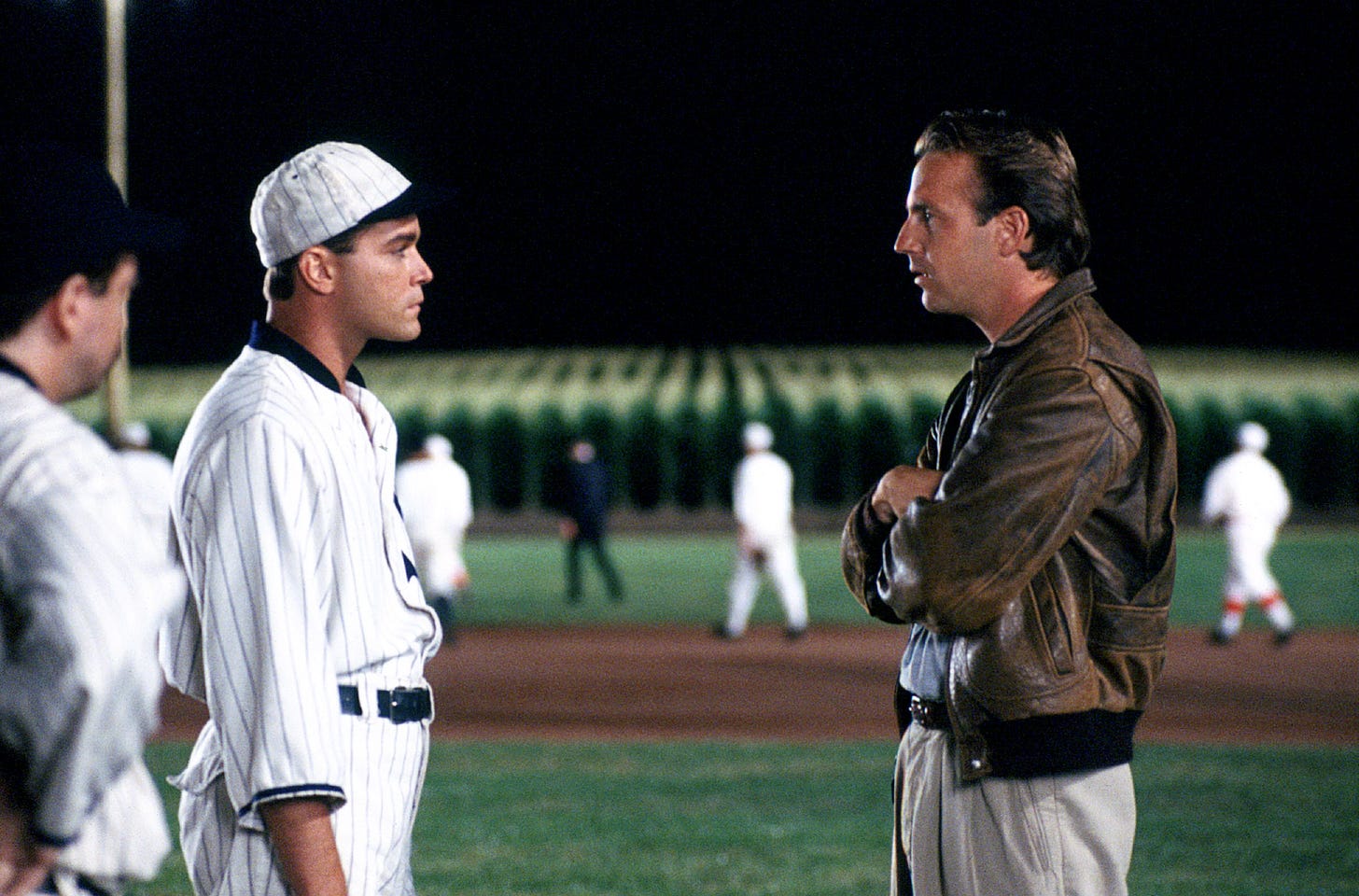 Ray Liotta and Kevin Costner in the 1989 film Field of Dreams.