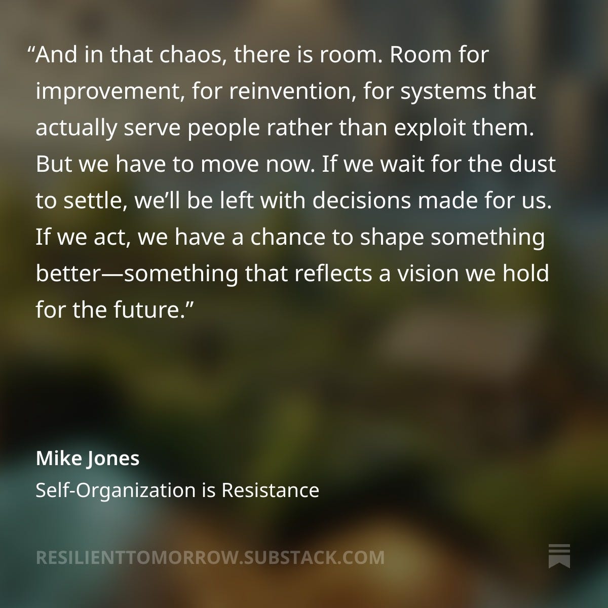 https://resilienttomorrow.substack.com/p/self-organization-is-resistance