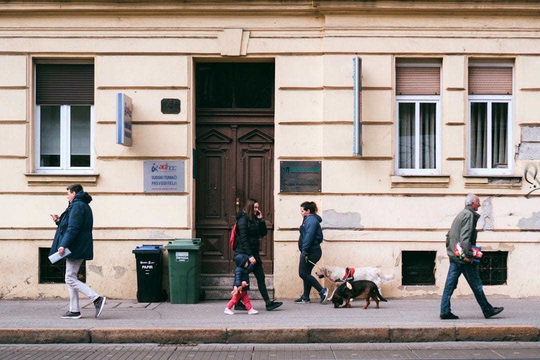 man in black jacket walking with black dog man in black jacket walking with black dog