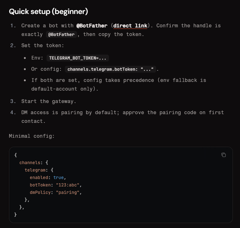 How to: Telegram connection with OpenClaw