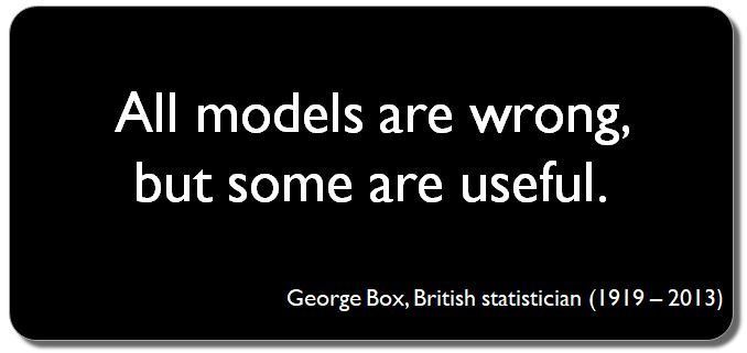 Black background with white text reading: "All models are wrong but some are useful. Quote by George Box, British Statistician (1919-2013) Black background with white text reading: "All models are wrong but some are useful. Quote by George Box, British Statistician (1919-2013)