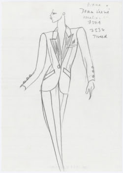 Croquis original d'un smoking. Collection haute couture automne-hiver 1999., © Musée Yves Saint Laurent Paris