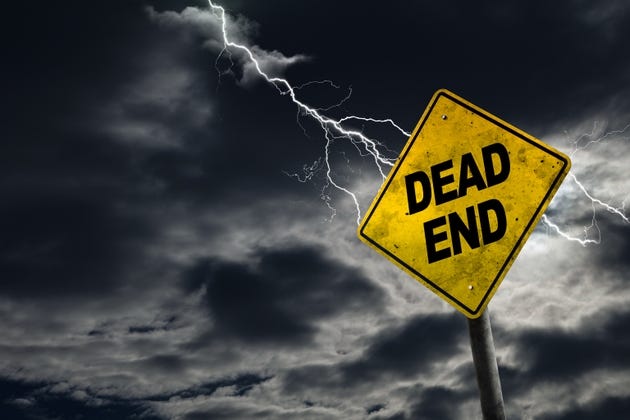 Dead End Road Sign With Stormy Background Dead End Road Sign With Stormy Background