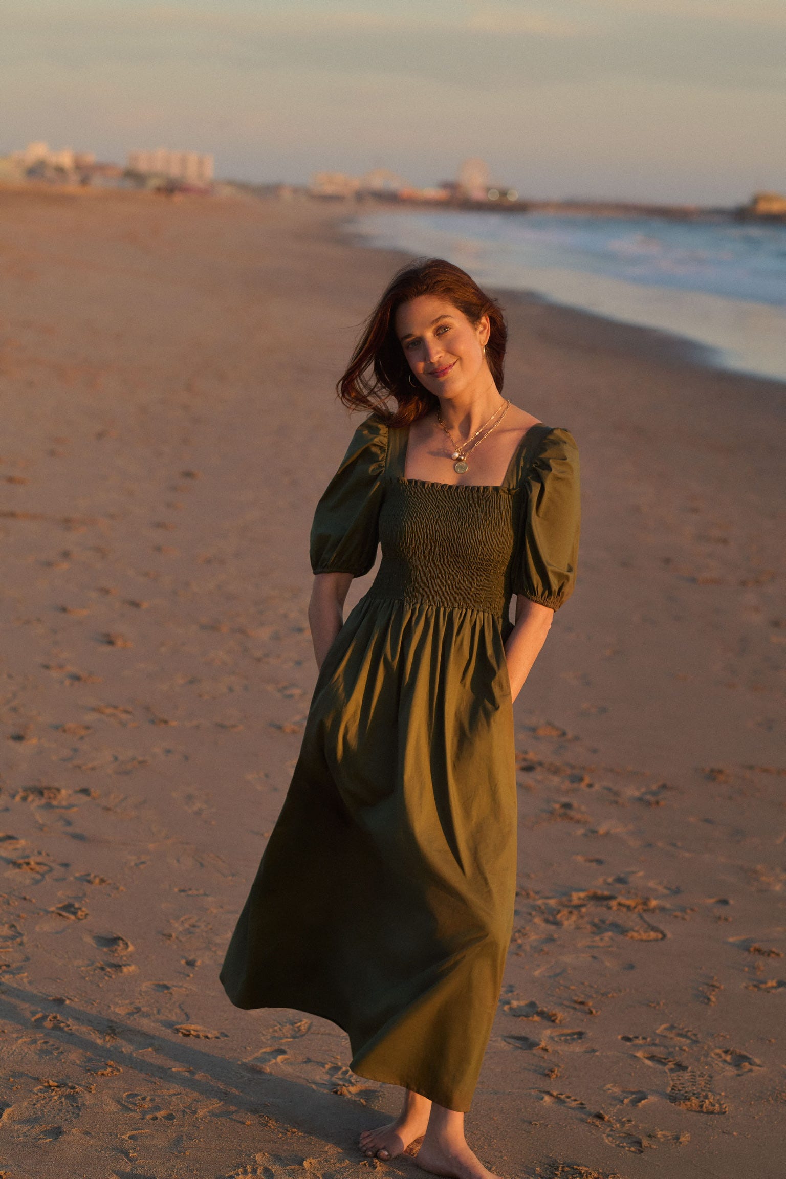 slim fit dress slacks Olive Green Dirndl main image 1
