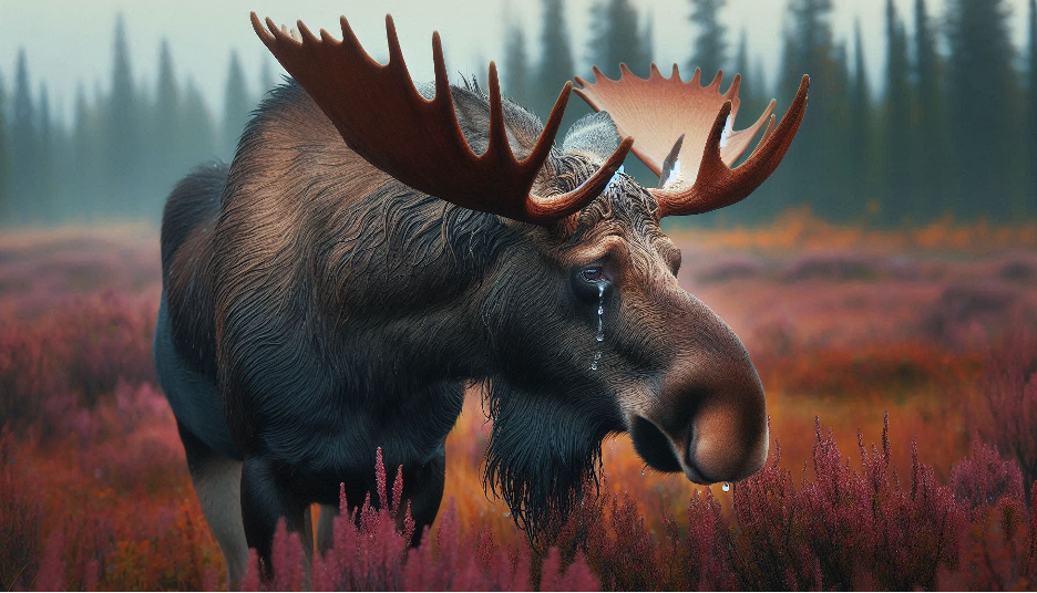 A moose with antlers crying

AI-generated content may be incorrect.