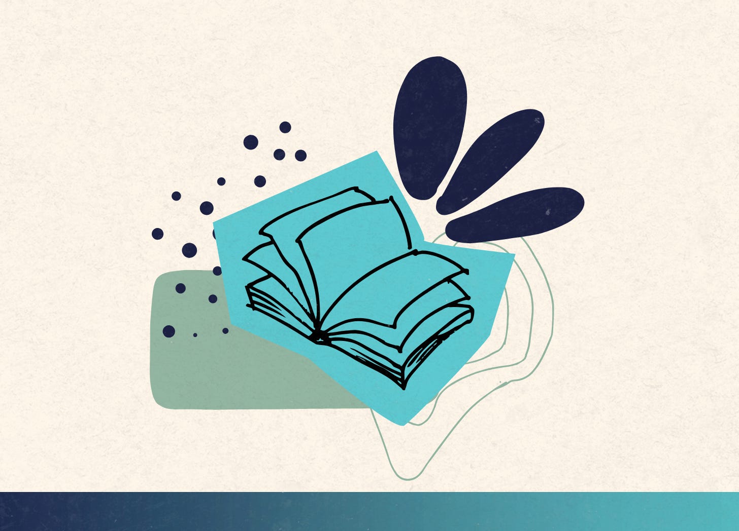 hand drawn open book with several abstract shapes in the backround hand drawn open book with several abstract shapes in the backround