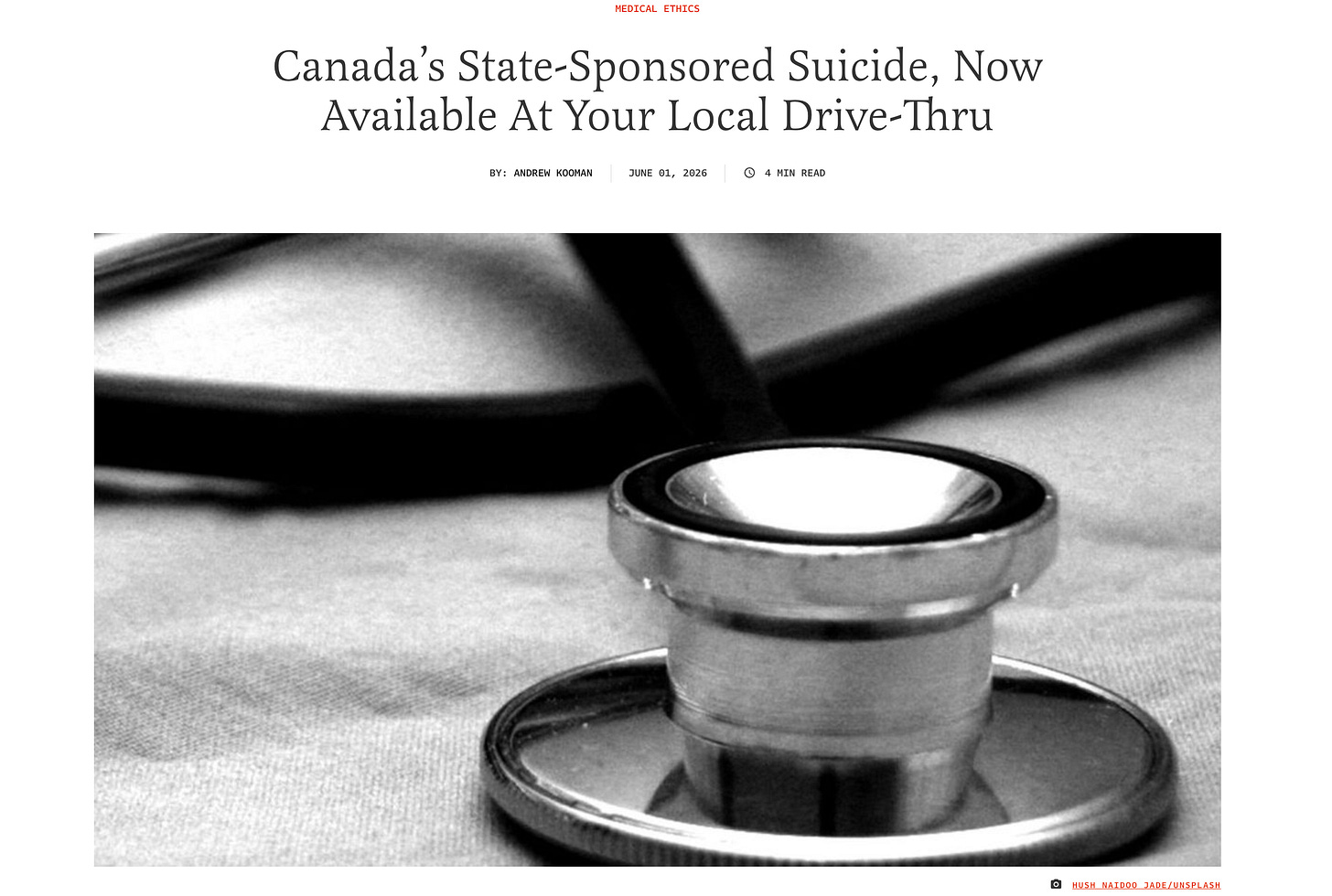 Article about Medical Ethics and Canada's "Dr. Death and Donuts" by Andrew Kooman Article about Medical Ethics and Canada's "Dr. Death and Donuts" by Andrew Kooman