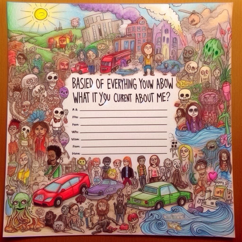 based on everything you know about me, draw a picture of what you think my current life looks like