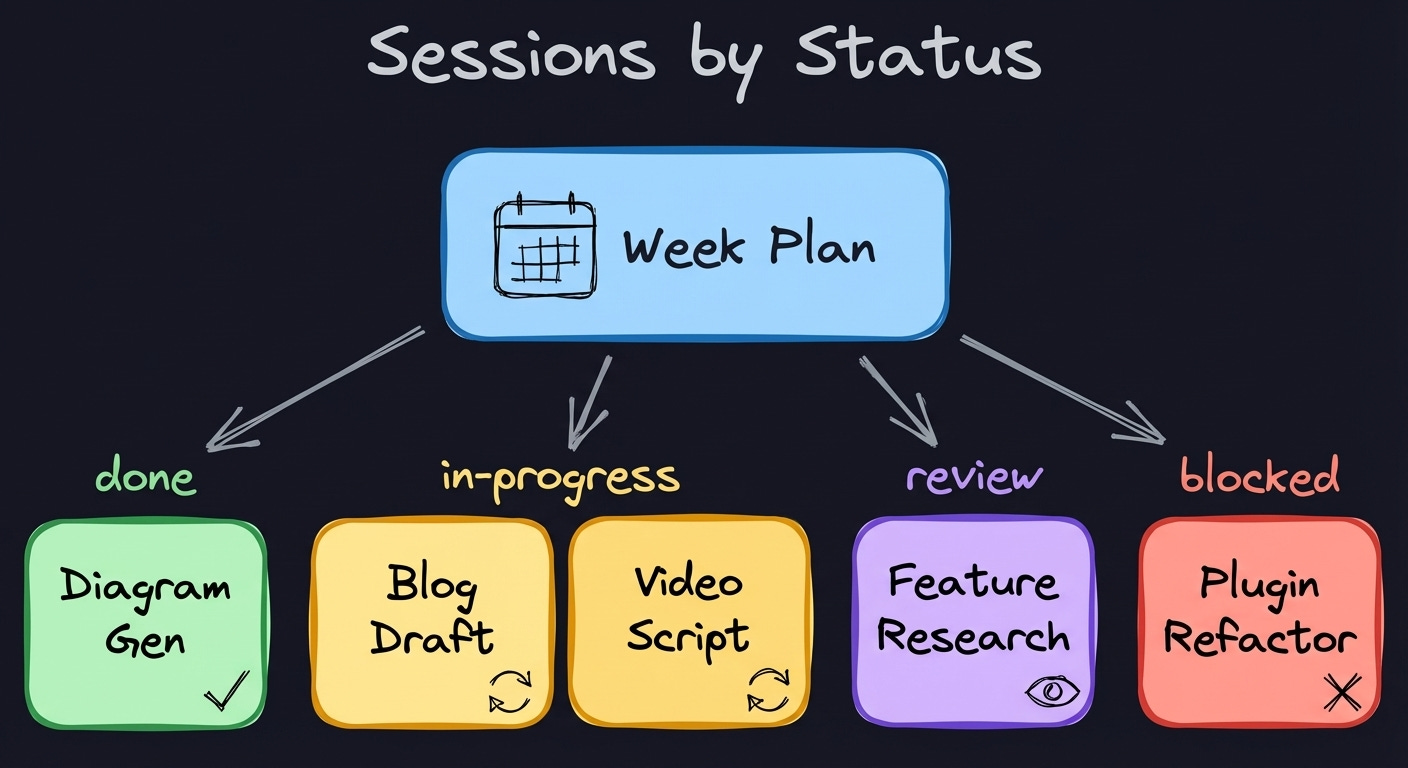 Sessions by status Sessions by status