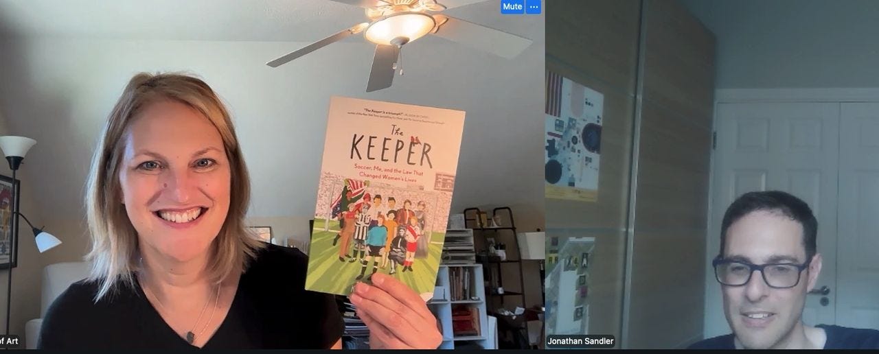 Jonathan Sandler interviewing Kelsey Ervick via Zoom, June 2026.