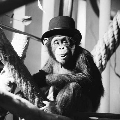 Monkey in a top hat.