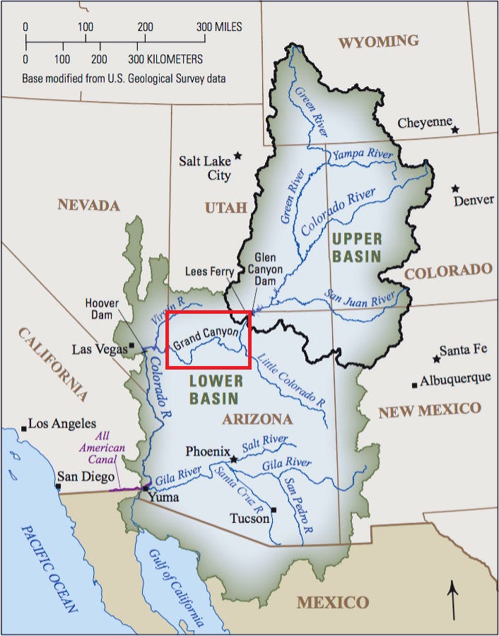 Illustration of Colorado River Upper and Lower Basins Illustration of Colorado River Upper and Lower Basins