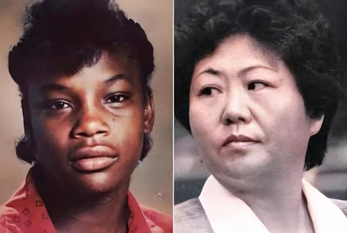 Latasha Harlins, a young Black teenager, beside Soon Ja Du, the Korean store owner who shot her. Latasha Harlins, a young Black teenager, beside Soon Ja Du, the Korean store owner who shot her.