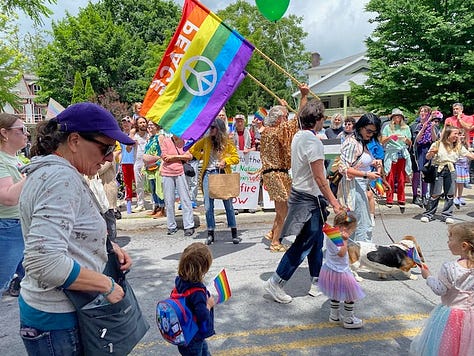 People celebrating the Pride march in Woodstock NY