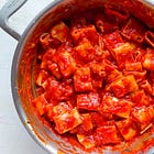 red hot calamarata with 20 cloves of garlic