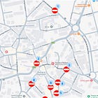 Mapa de los cortes de tráfico por las Fiestas