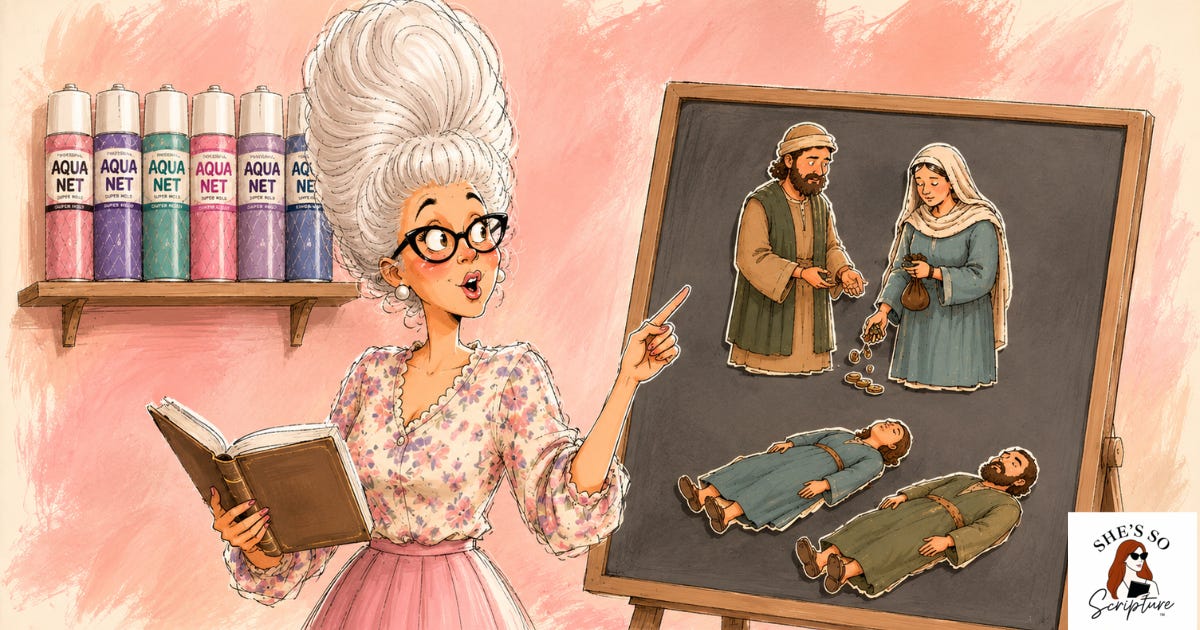 Whimsical watercolor illustration of Miss Patty, a cheerful Sunday school teacher with a silver bouffant, pearl earrings, and floral blouse, standing at a vintage flannel graph board with her Bible open, looking slightly flustered Whimsical watercolor illustration of Miss Patty, a cheerful Sunday school teacher with a silver bouffant, pearl earrings, and floral blouse, standing at a vintage flannel graph board with her Bible open, looking slightly flustered