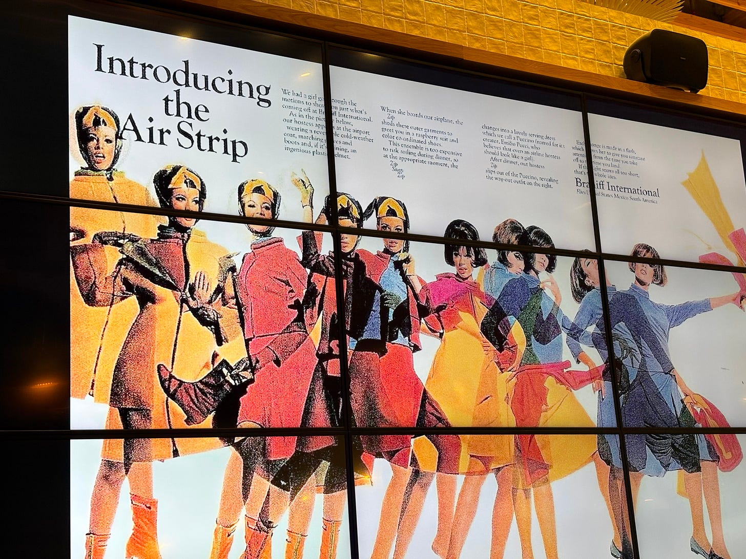 Braniff’s “Air Strip” service. Braniff’s “Air Strip” service.