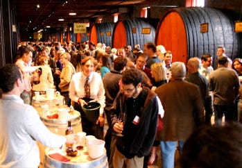 NVV – group action shot – tasting in cellar NVV – group action shot – tasting in cellar