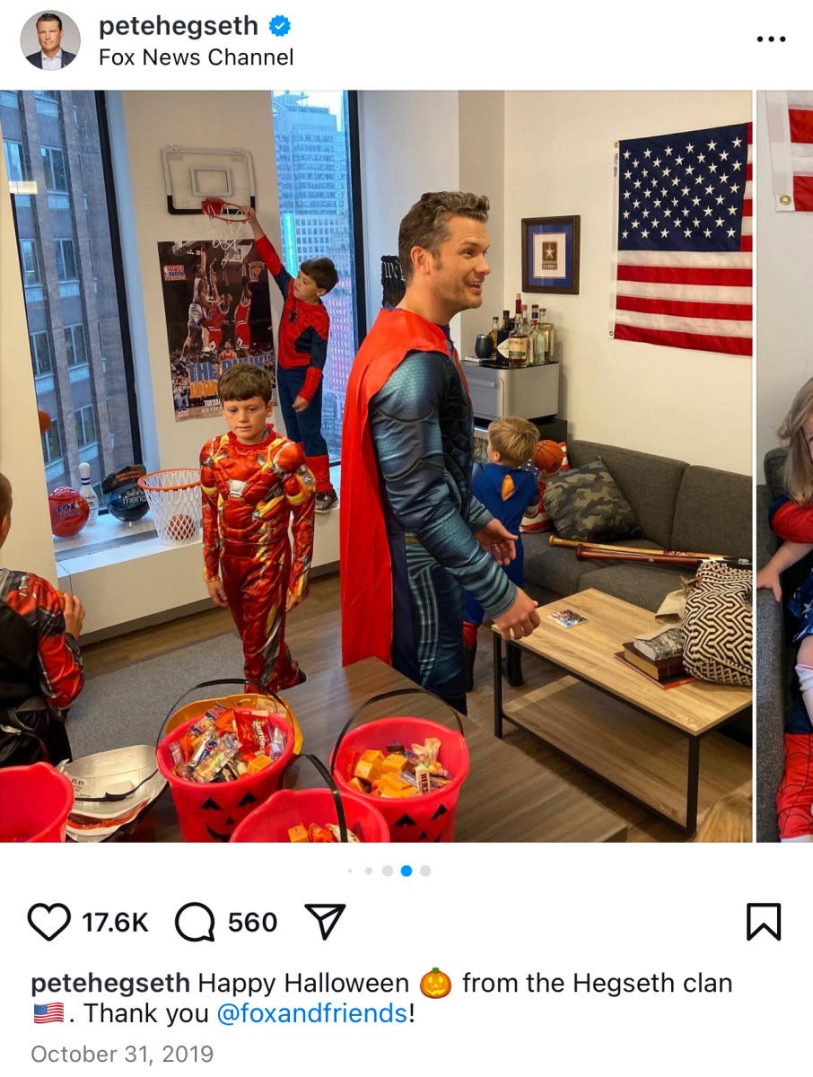 Pete Hegseth in his Fox News office