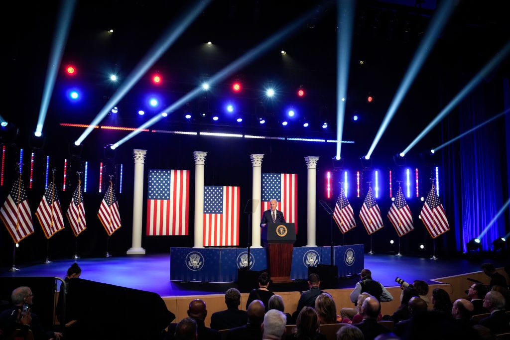 Biden invokes George Washington, calls Trump a threat to democracy