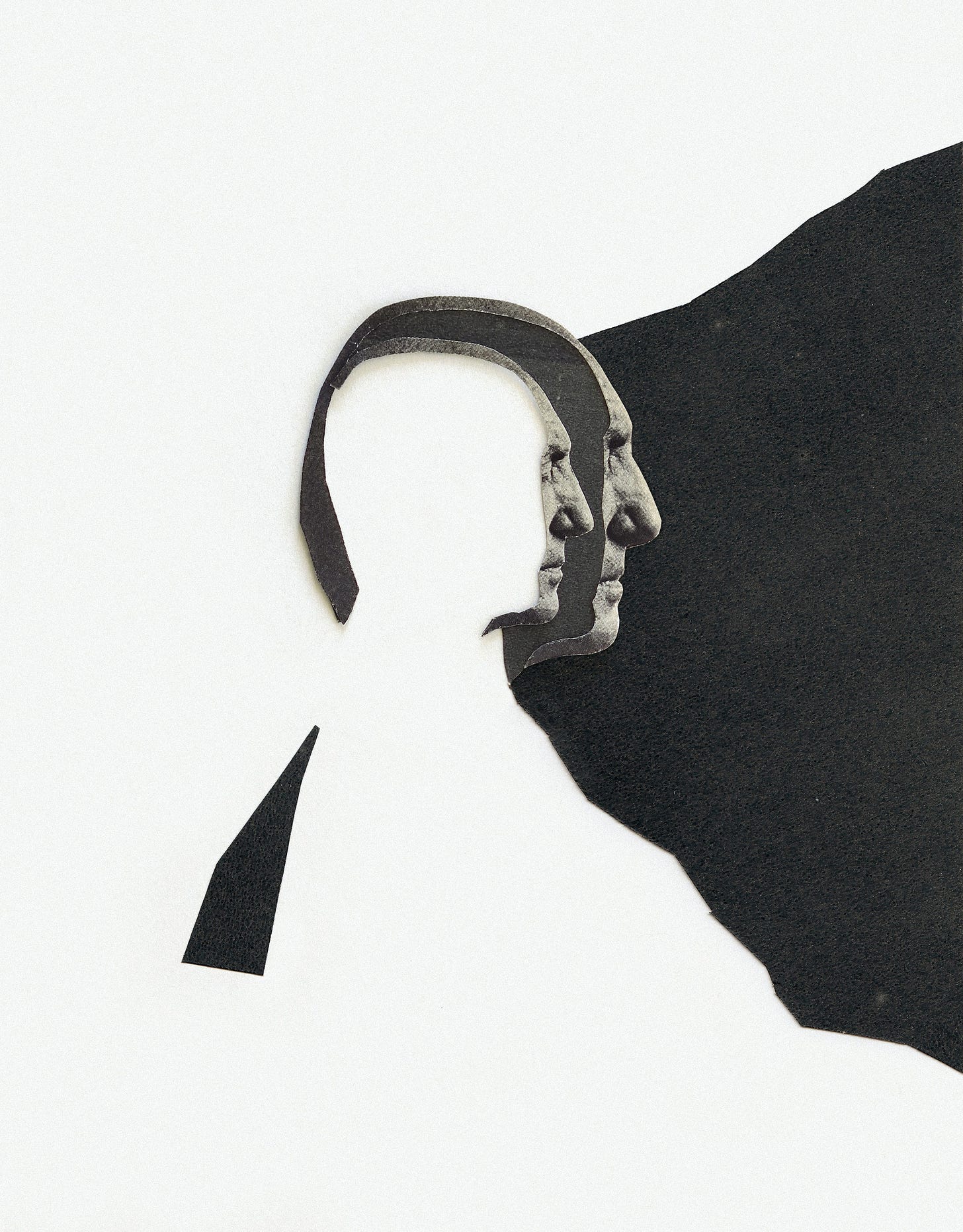 Cut outs of a profile of a man looking out in the darkness. Cut outs of a profile of a man looking out in the darkness.