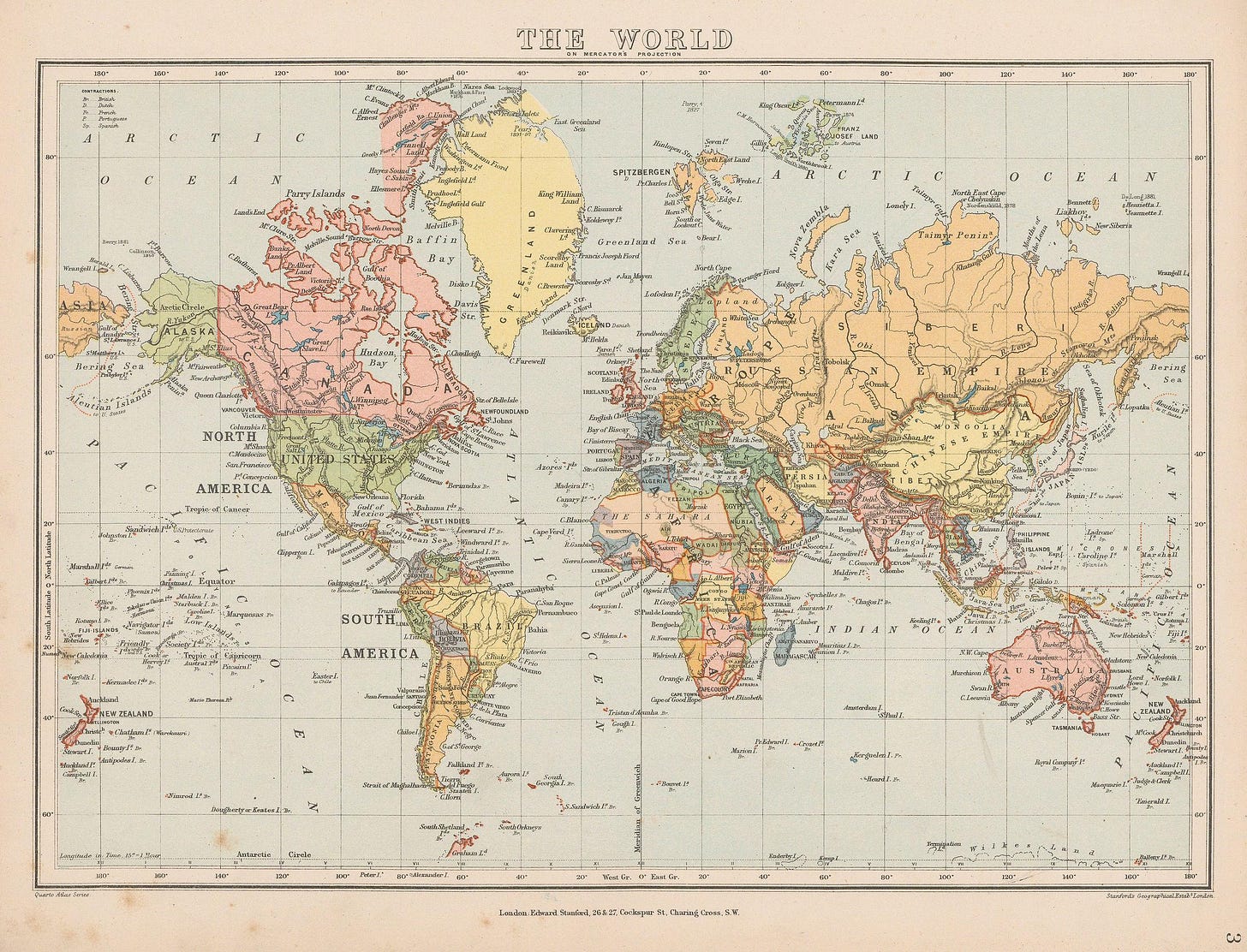 Edward Stanford, The World, 1896 | The Map House