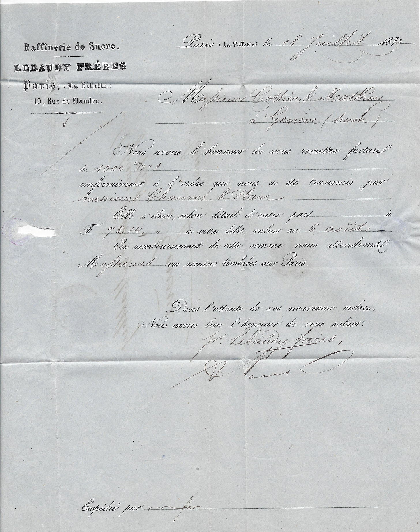 content for 1879 folded letter