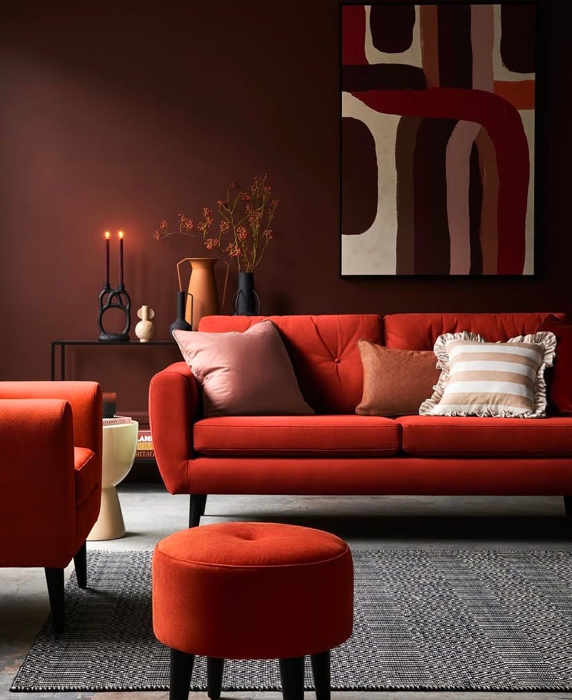 vibrant orange sofa in a living room of stunning rich colours vibrant orange sofa in a living room of stunning rich colours