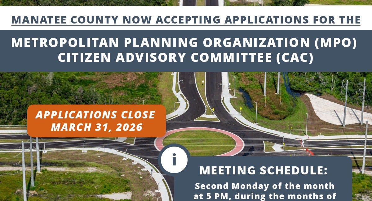 Manatee County Seeks Resident for MPO Citizen Advisory Committee At-Large Seat