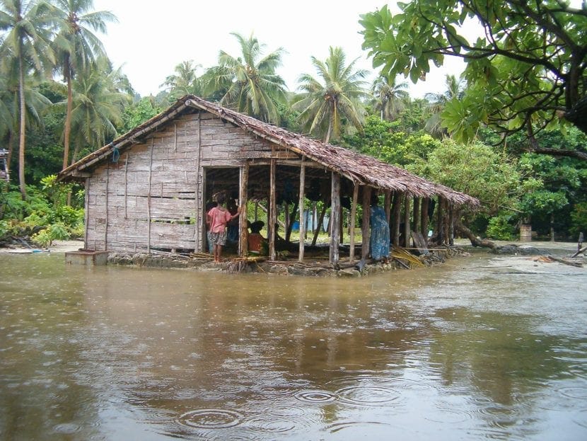 Hut in flooded Vanuatu