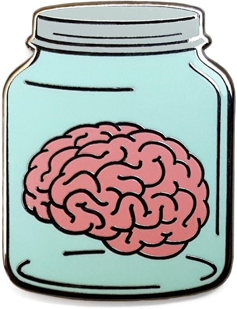 Amazon.com: Pinsanity Brain in a Jar Enamel Lapel Pin : Clothing, Shoes &  Jewelry
