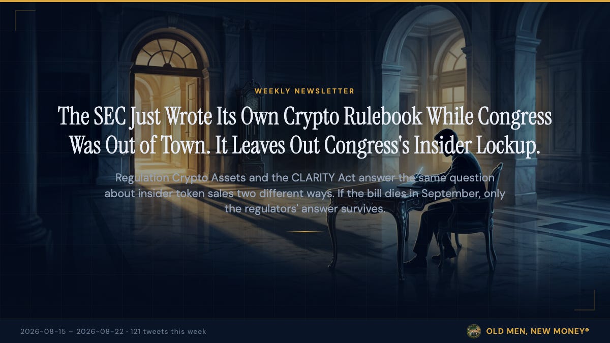 The SEC Just Wrote Its Own Crypto Rulebook While Congress Was Out of Town. It Leaves Out Congress's Insider Lockup.