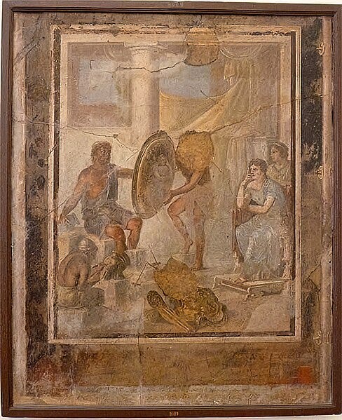 File:Wall painting of Thetis in the workshop of Hephaistos found 1866 House of Paccius Alexander Pompeii MANN 9529.jpg File:Wall painting of Thetis in the workshop of Hephaistos found 1866 House of Paccius Alexander Pompeii MANN 9529.jpg