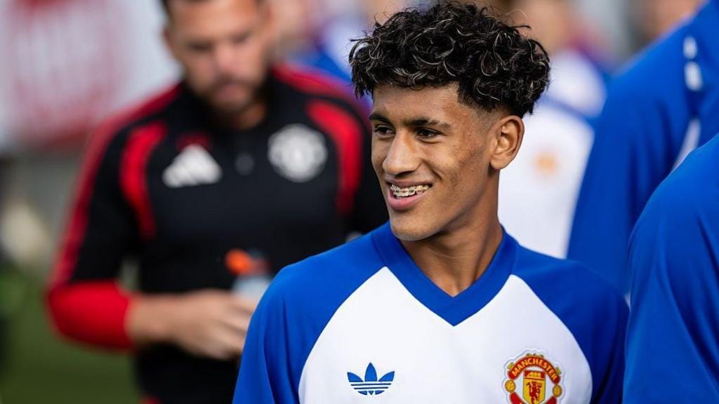 Footballer JJ Gabriel smiles during Manchester United's 2026-27 pre-season tour