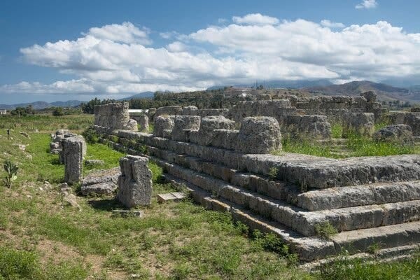 A few long rows of stone steps, overgrown with grass, are all that remain of the Temple of Victory, which was built after the first Battle of Himera in 480 B.C. and destroyed after the capture of Himera in 409 B.C. A few long rows of stone steps, overgrown with grass, are all that remain of the Temple of Victory, which was built after the first Battle of Himera in 480 B.C. and destroyed after the capture of Himera in 409 B.C.