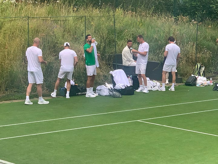 Novak Djokovic and team at Wimbledon this Thursday
