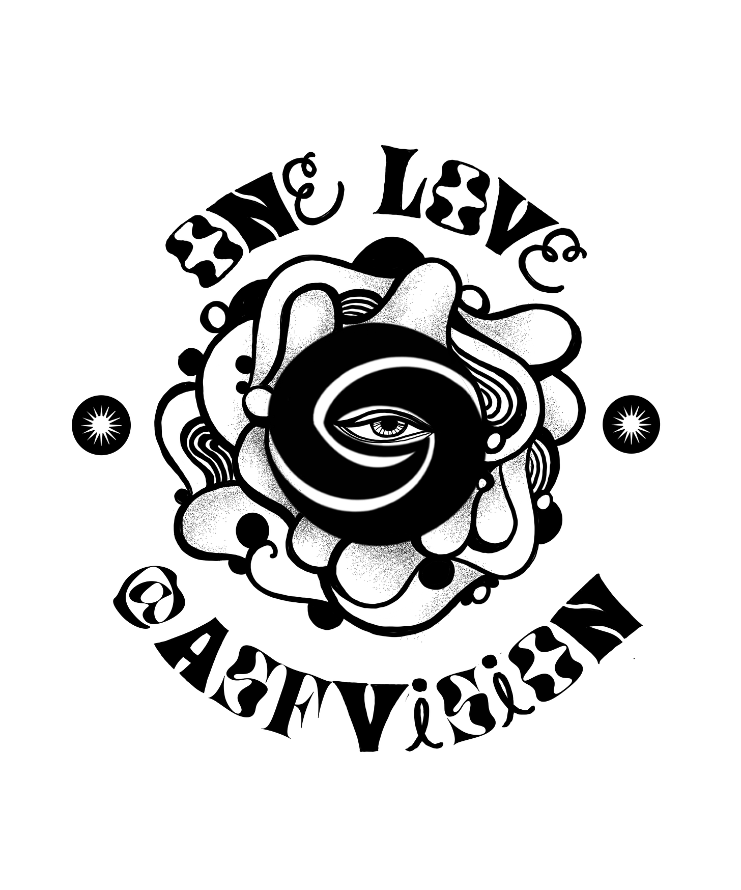 one love @asfvision t shirt design with trippy eye center 