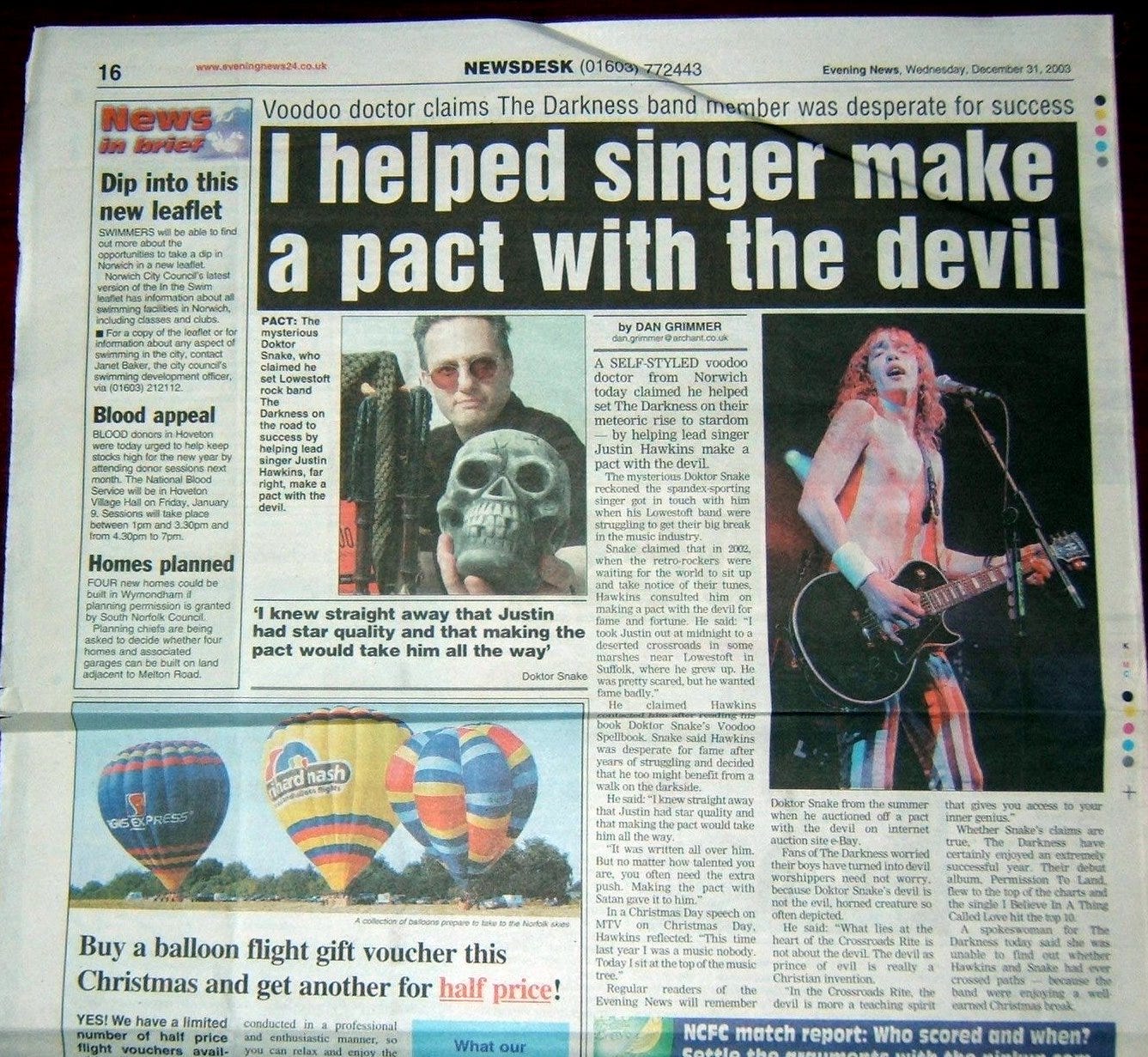 I helped singer make pact with the Devil.