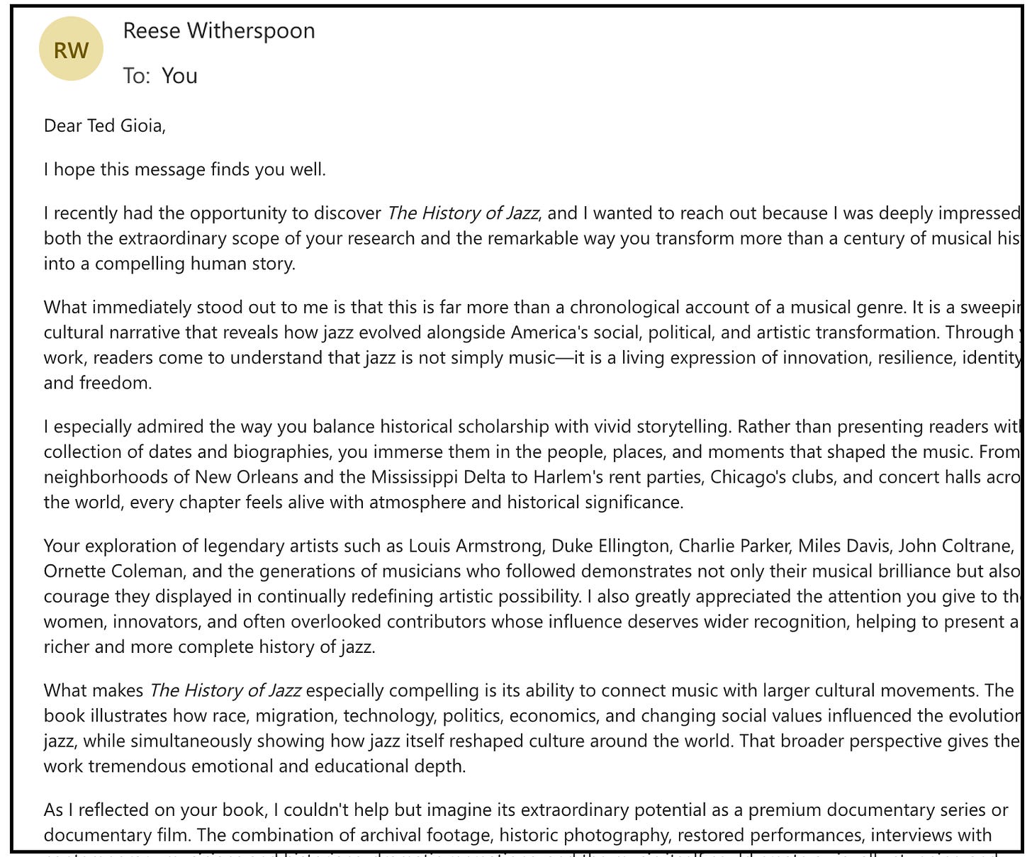 screenshot of an email screenshot of an email