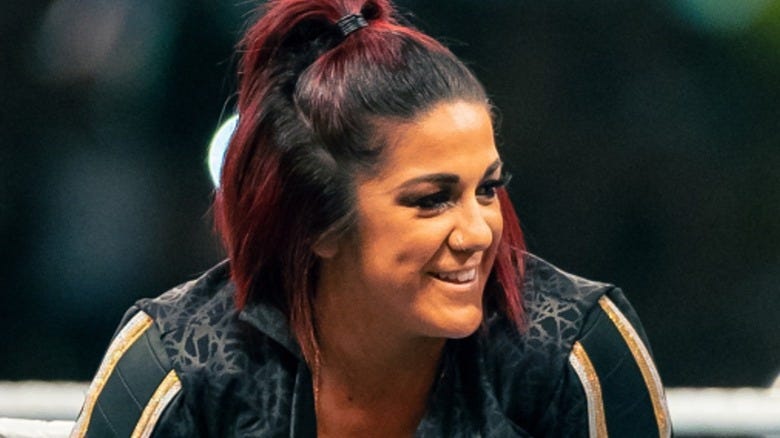Bayley amused by something just off to her left
