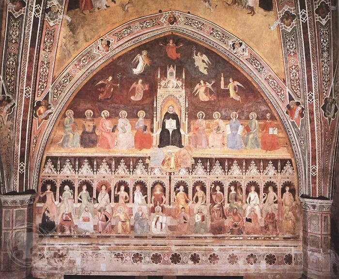 Triumph of St. Thomas and Allegory of the Sciences by Andrea Bonaiuti da Da  Firenze Reproduction For Sale | 1st Art Gallery