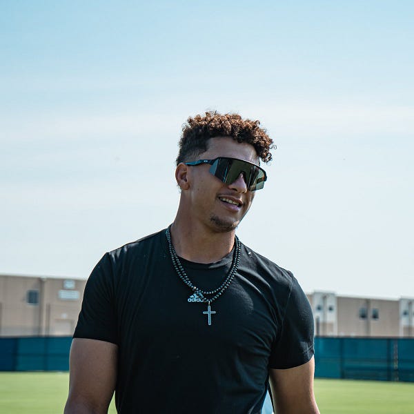 Patrick Mahomes smiling at KC Current Training Center